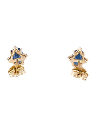 Jewelmak 14K Sapphire & Diamond Stud Earrings