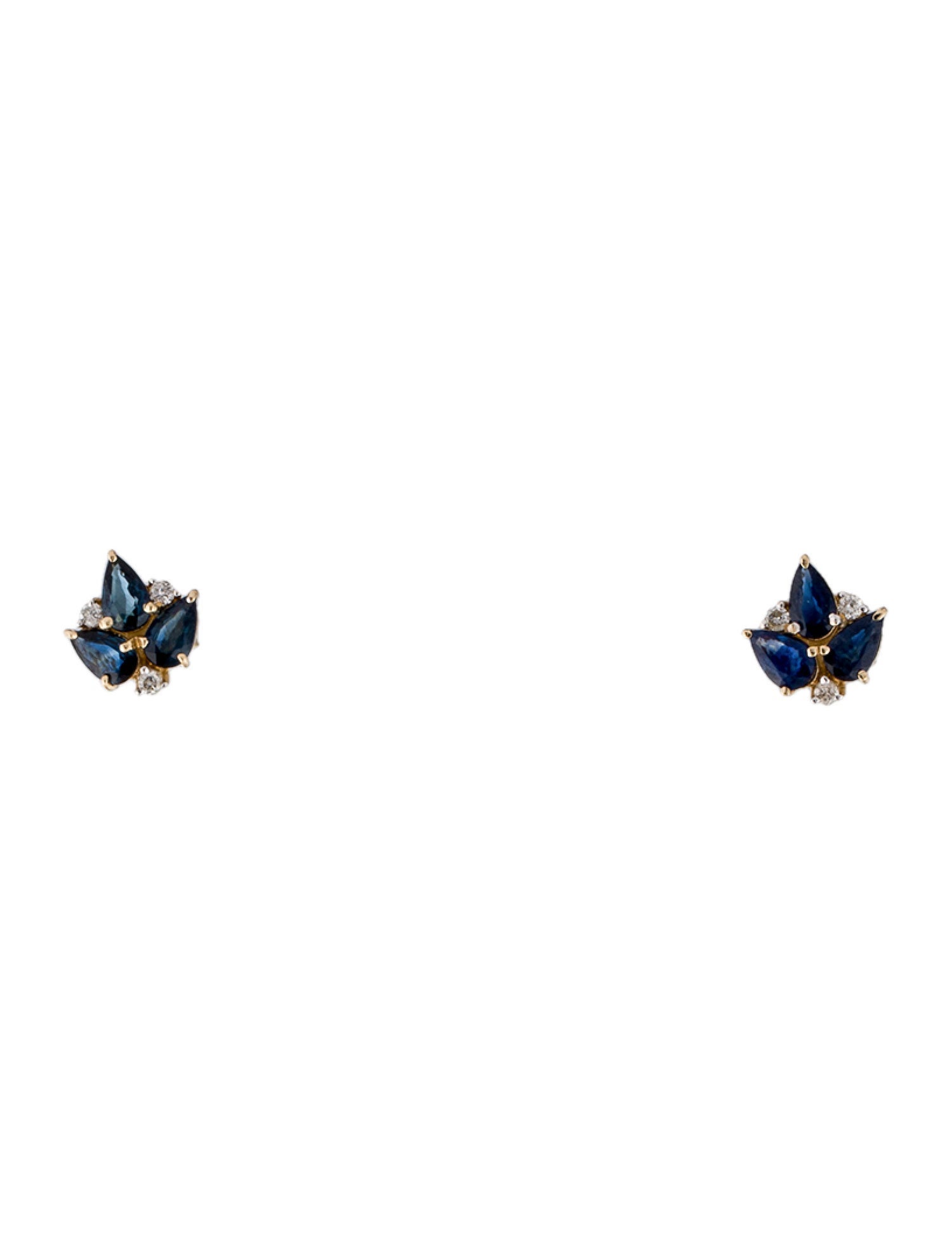 Jewelmak 14K 1.31ctw Sapphire & Diamond Stud Earrings