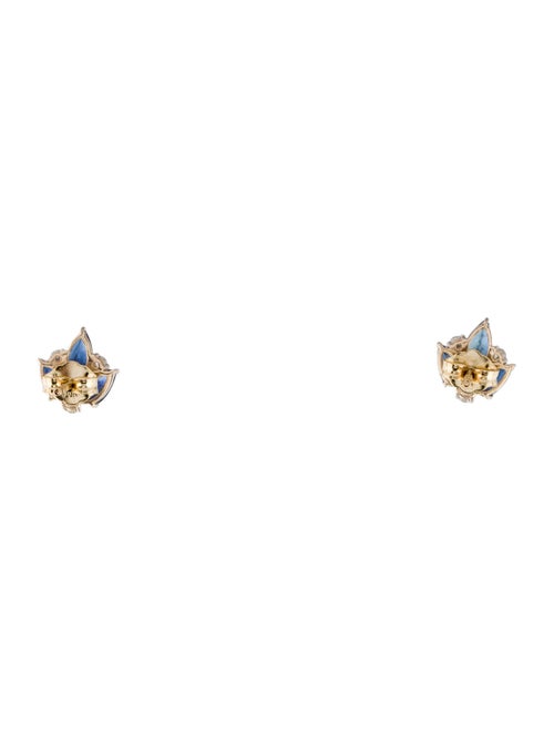 Jewelmak 14K 1.31ctw Sapphire & Diamond Stud Earrings