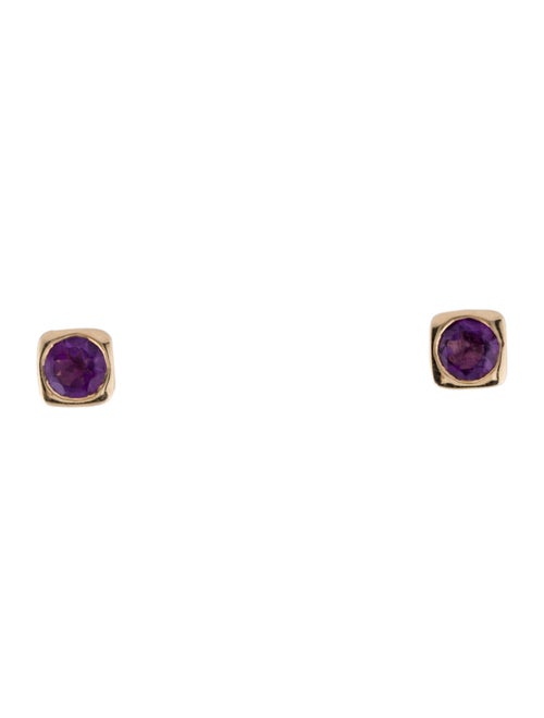 Jewelmak 14K Amethyst Square Stud Earrings
