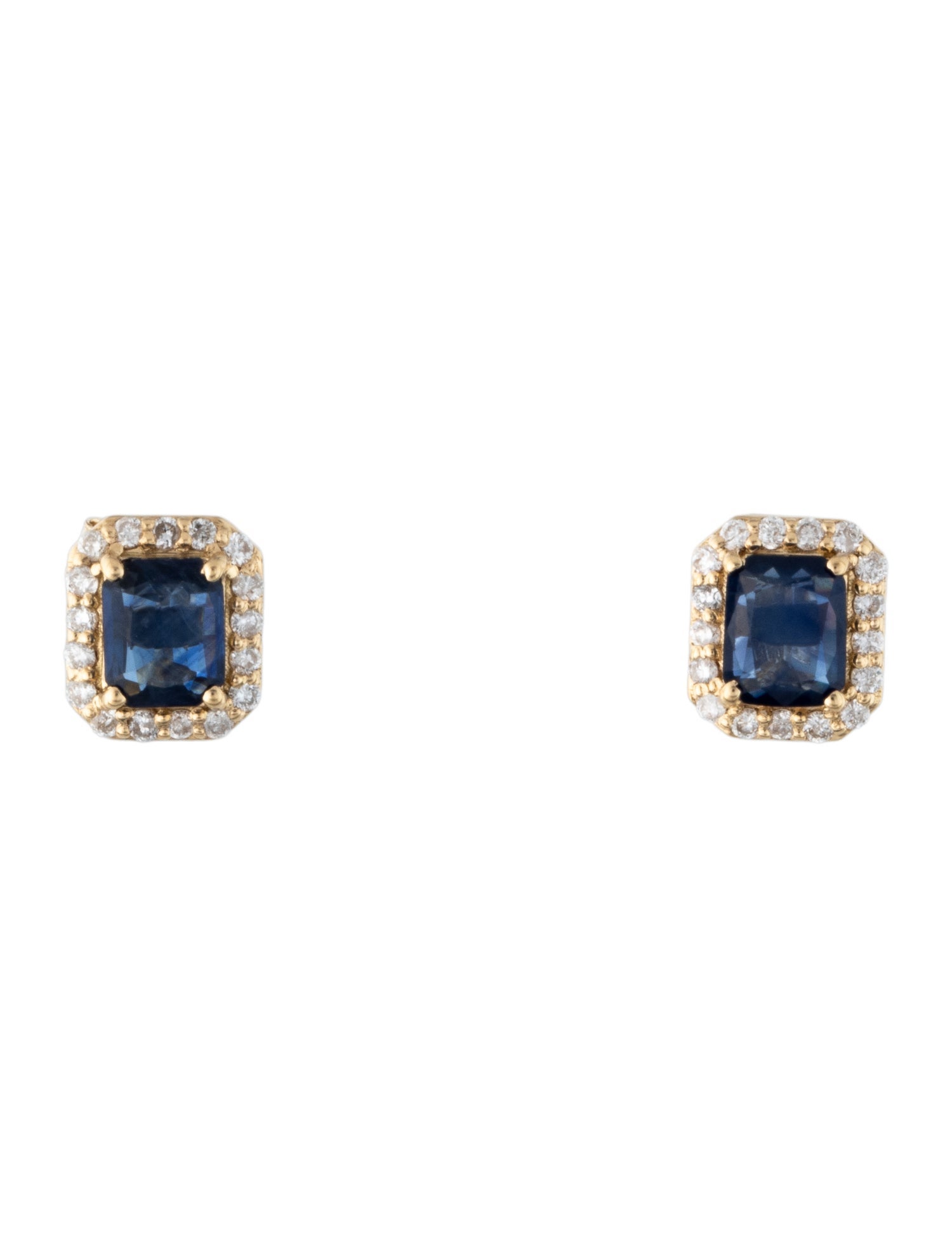 Jewelmak 18K Sapphire & Diamond Stud Earrings