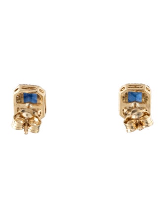 Jewelmak 18K Sapphire & Diamond Stud Earrings