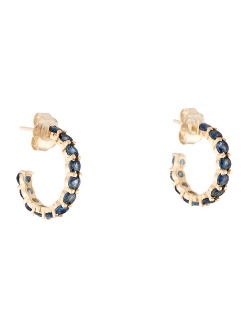 Jewelmak 14K 1.17ctw Sapphire Hoop Earrings