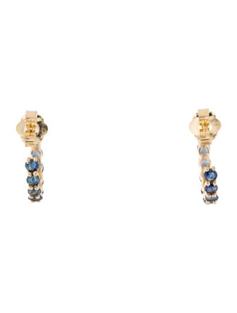 Jewelmak 14K 1.17ctw Sapphire Hoop Earrings