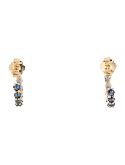 Jewelmak 14K 1.17ctw Sapphire Hoop Earrings