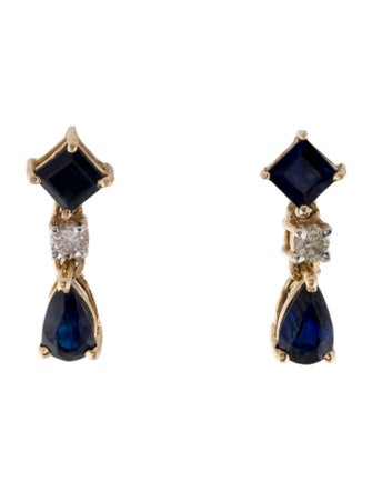 Jewelmak 14K Sapphire & Diamond Drop Earrings
