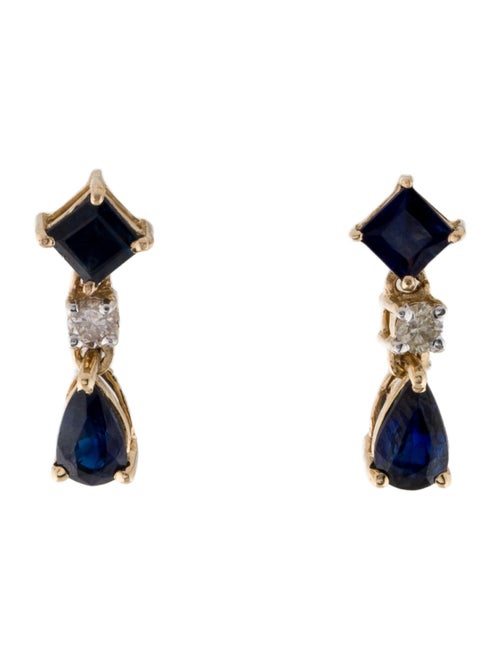 Jewelmak 14K Sapphire & Diamond Drop Earrings