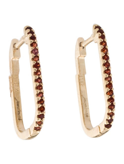 Jewelmak 14K Garnet U-Hoop Earrings