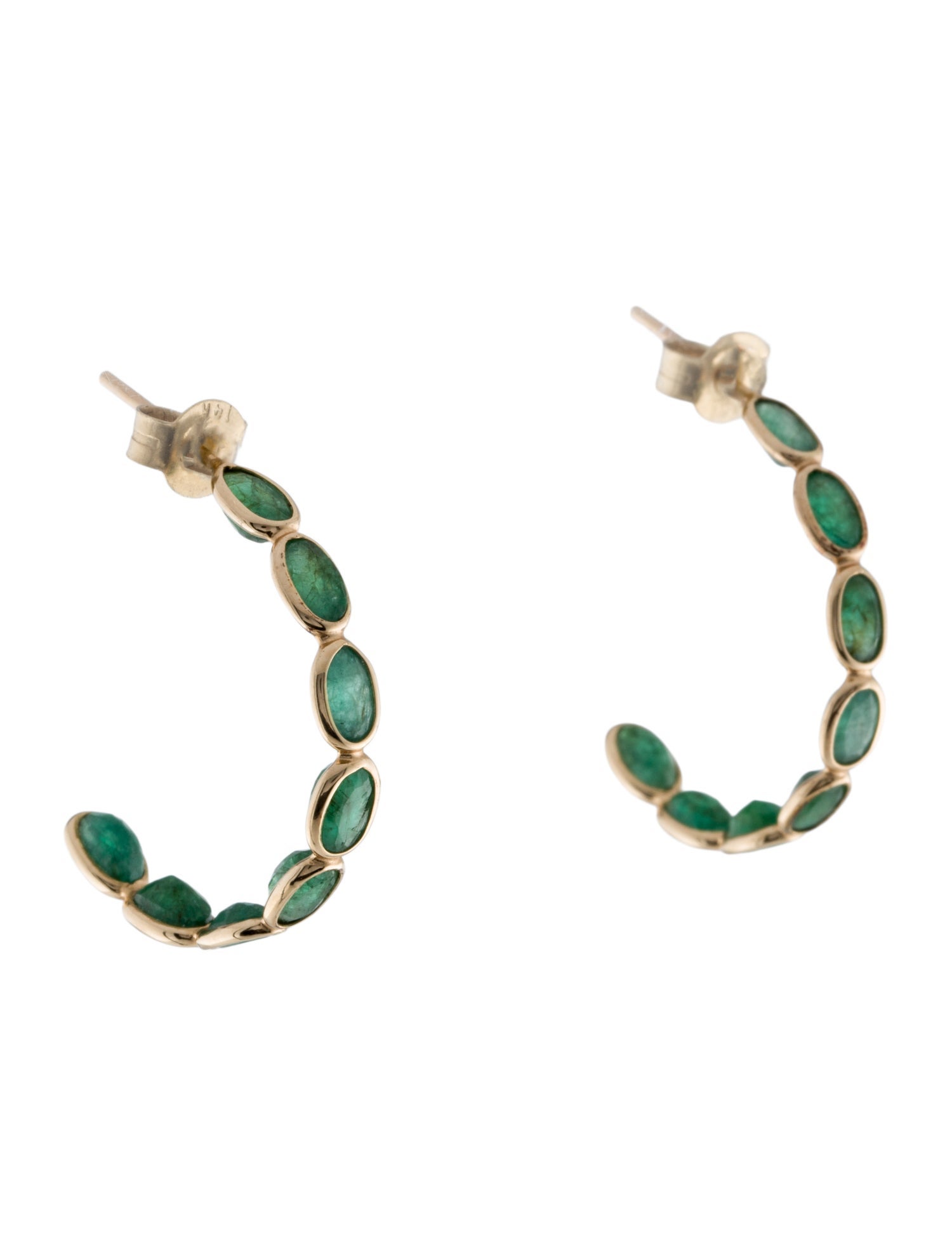 Jewelmak 14K 4.30ctw Emerald Hoop Earrings