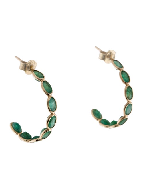 Jewelmak 14K 4.30ctw Emerald Hoop Earrings