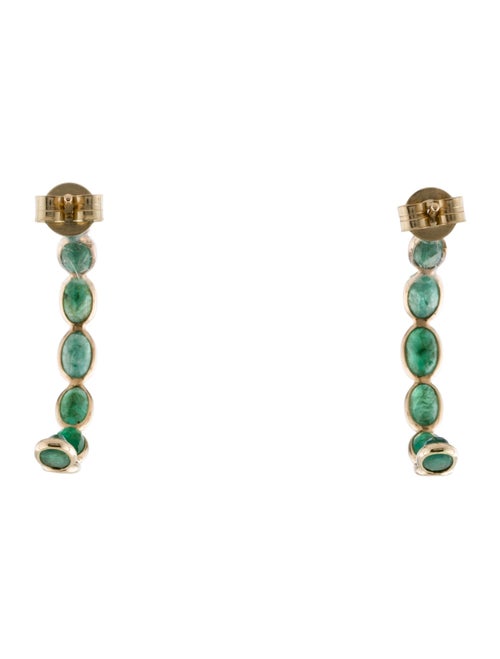 Jewelmak 14K 4.30ctw Emerald Hoop Earrings