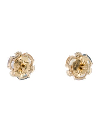 Jewelmak 14K Sapphire & Diamond Flower Cluster Stud Earrings