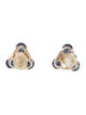 Jewelmak 14K 1.02ctw Sapphire & Diamond Triangular Stud Earrings