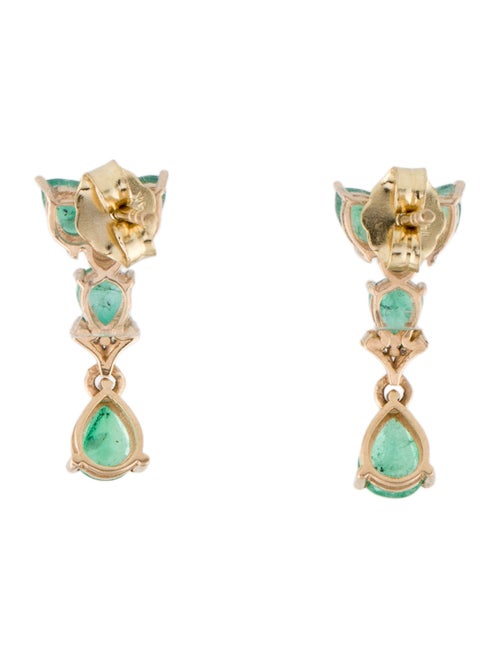 Jewelmak 14K 1.12ctw Emerald & Diamond Drop Earrings