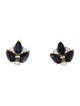 Jewelmak 14K 1.24ctw Sapphire & Diamond Leaf Stud Earrings