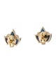 Jewelmak 14K 1.24ctw Sapphire & Diamond Leaf Stud Earrings