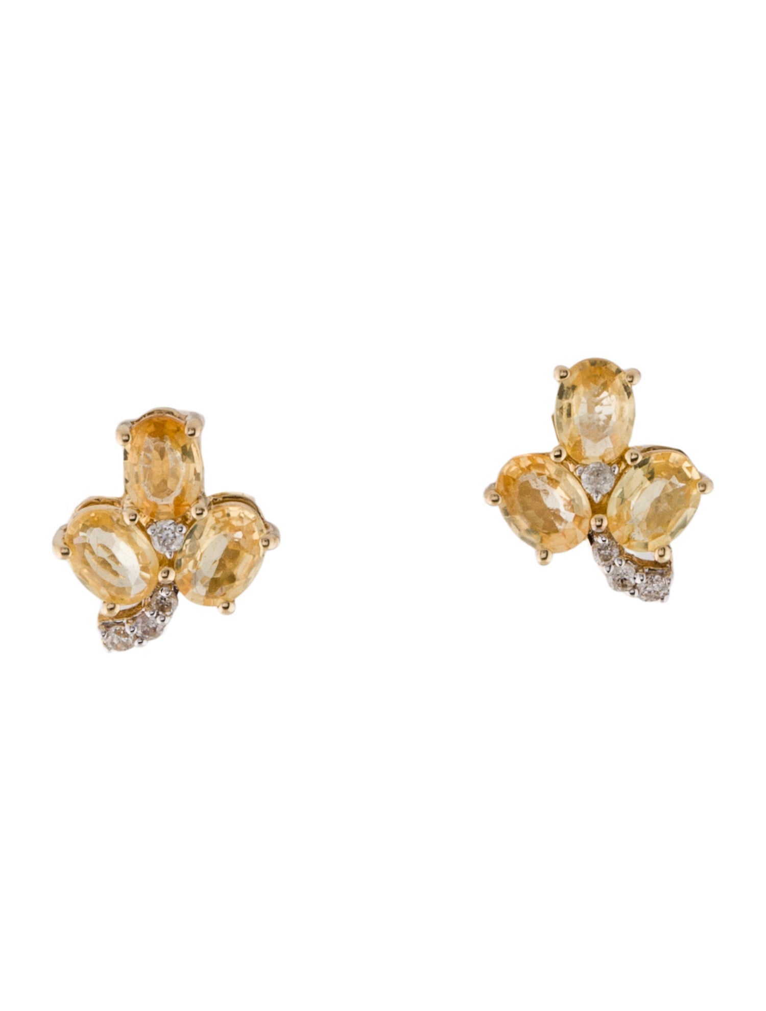 Jewelmak 14K Sapphire & Diamond Leaf Stud Earrings