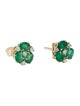 Jewelmak 14K Emerald & Diamond Flower Cluster Stud Earrings