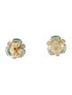 Jewelmak 14K Emerald & Diamond Flower Cluster Stud Earrings