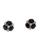 Jewelmak 14K Sapphire & Diamond Flower Cluster Stud Earrings