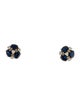 Jewelmak 14K Sapphire & Diamond Flower Cluster Stud Earrings