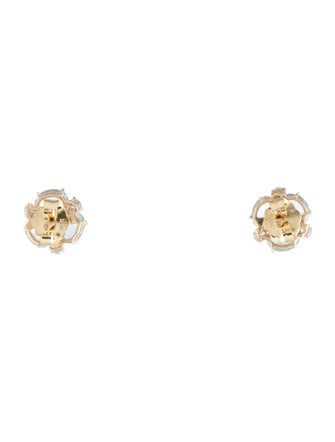 Jewelmak 14K 1.22ct Topaz & Diamond Flower Cluster Stud Earring
