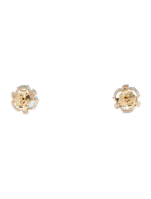 Jewelmak 14K 1.22ct Topaz & Diamond Flower Cluster Stud Earring