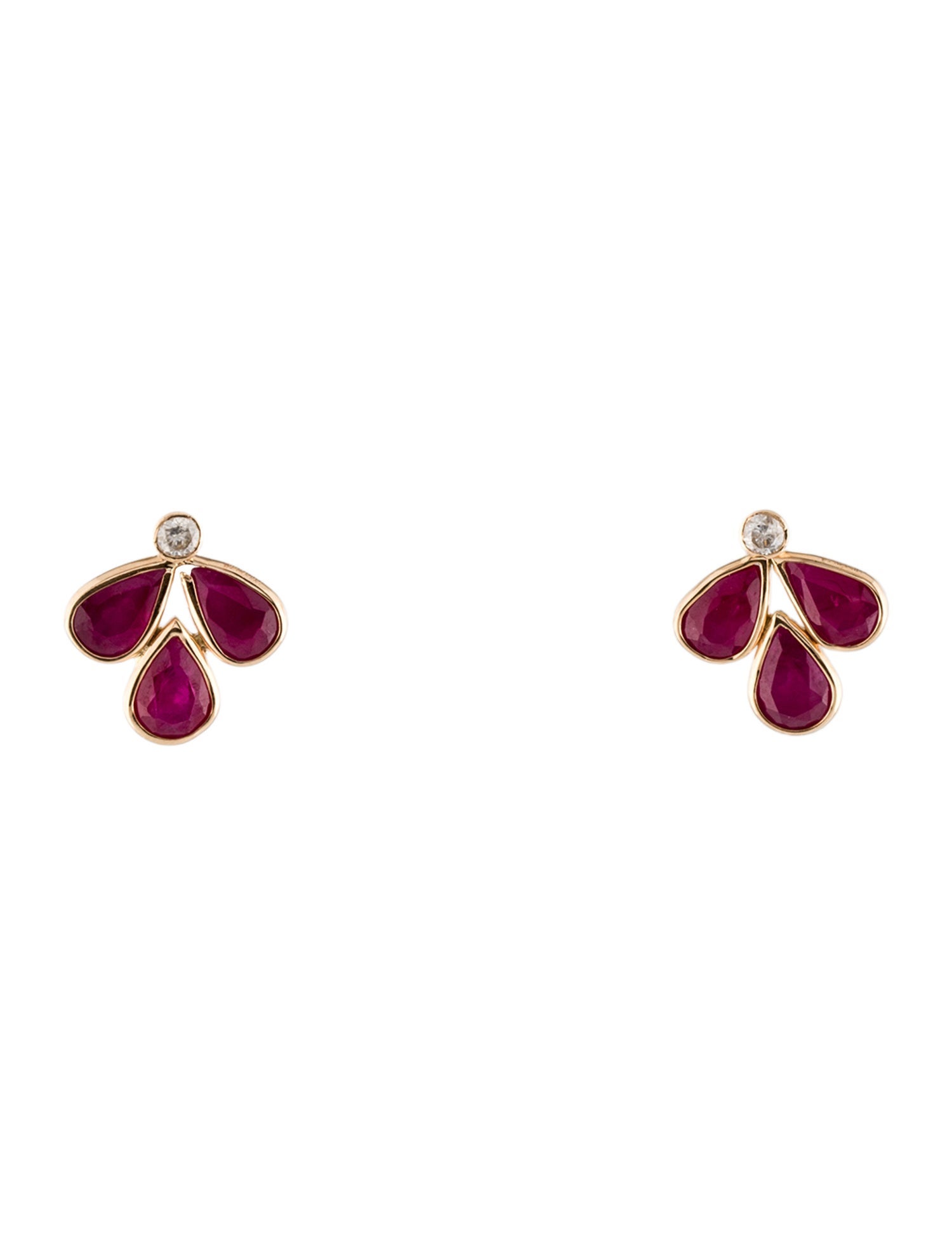 Jewelmak 14K 3.21ctw Ruby & Diamond Stud Earrings