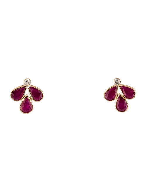 Jewelmak 14K 3.21ctw Ruby & Diamond Stud Earrings
