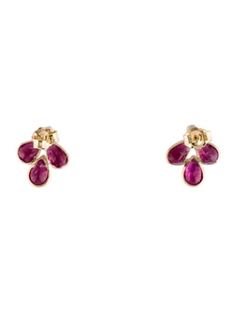 Jewelmak 14K 3.21ctw Ruby & Diamond Stud Earrings