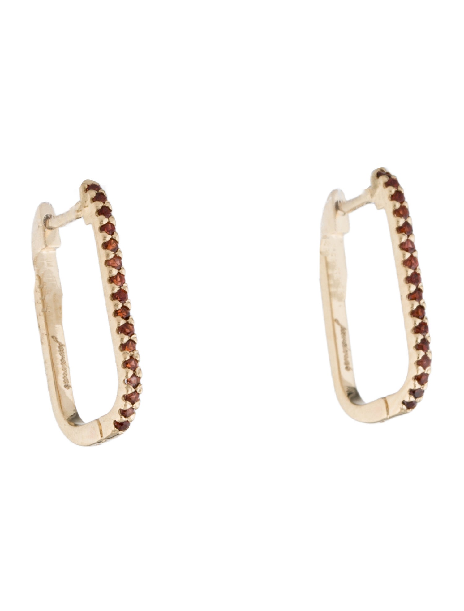 Jewelmak 14K Garnet U Hoop Earrings