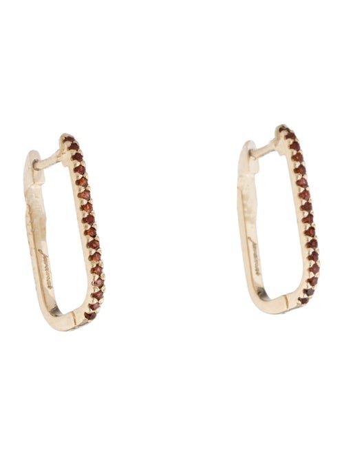 Jewelmak 14K Garnet U Hoop Earrings