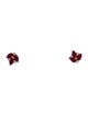 Jewelmak 14K 1.24ct Ruby & Diamond Leaf Stud Earrings