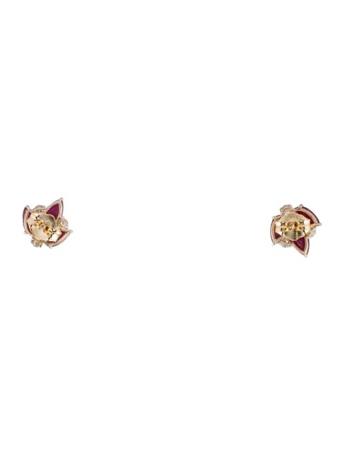 Jewelmak 14K 1.24ct Ruby & Diamond Leaf Stud Earrings