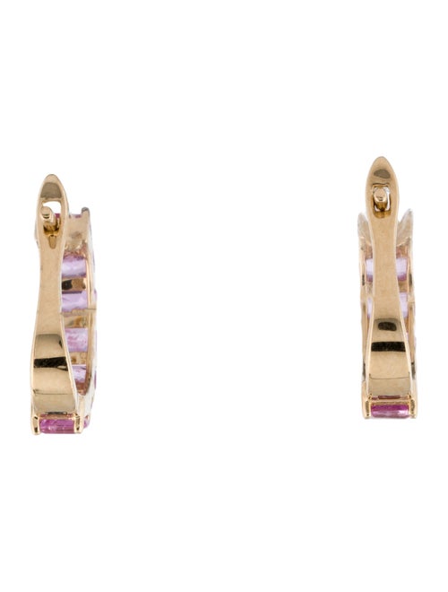 Jewelmak 14K 2.87ctw Sapphire Hoop Earrings