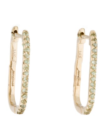 Jewelmak 14K Peridot Hoop Earrings