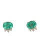 Jewelmak 14K Emerald & Diamond Stud Earrings