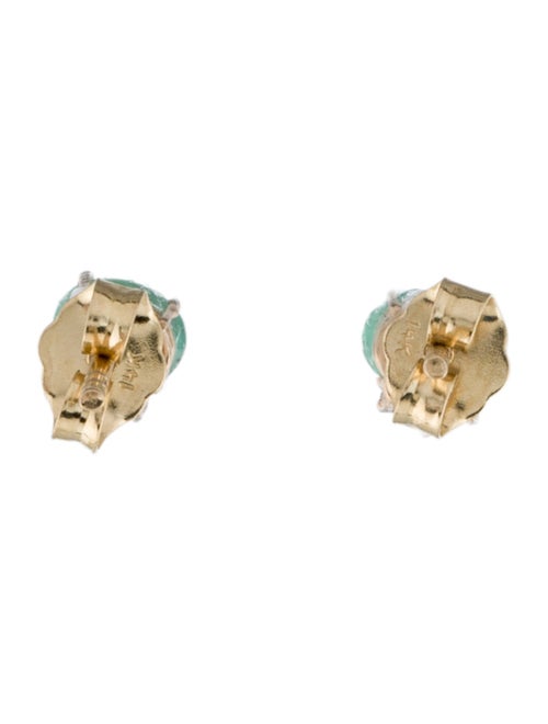 Jewelmak 14K Emerald & Diamond Stud Earrings