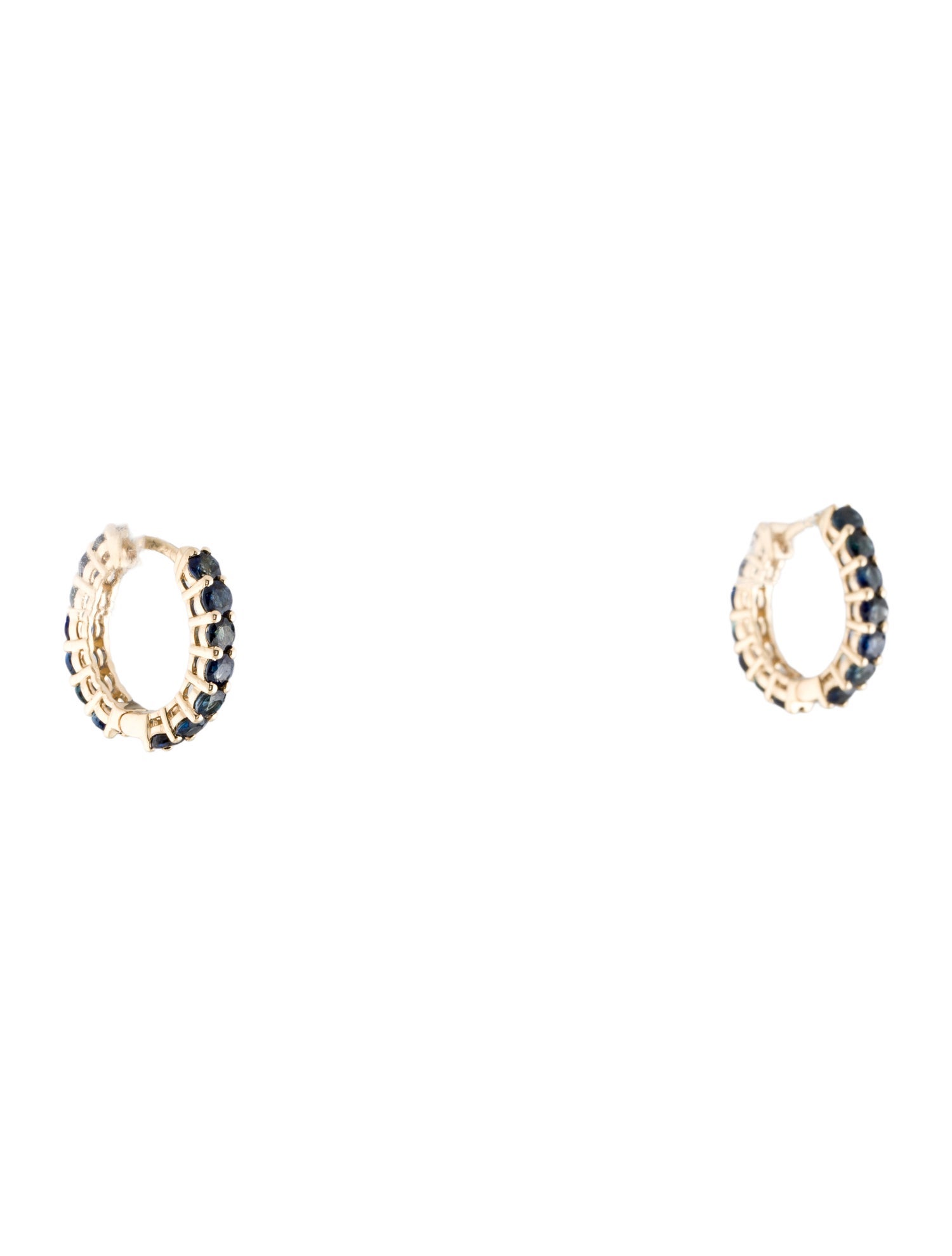 Jewelmak 14K 2.52ctw Sapphire Hoop Earrings