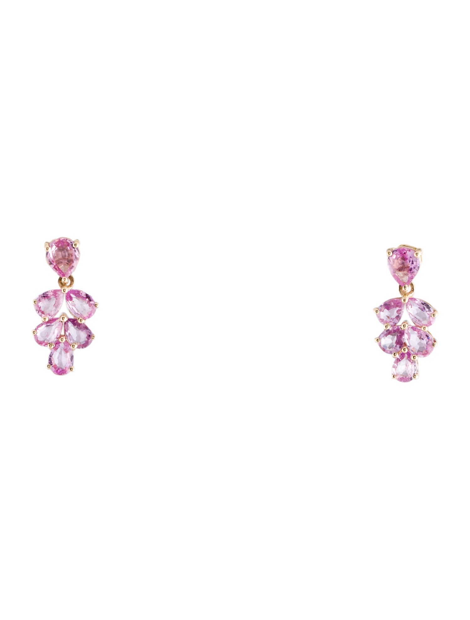 Jewelmak 14K 2.29ctw Sapphire Leaf Cluster Drop Earrings