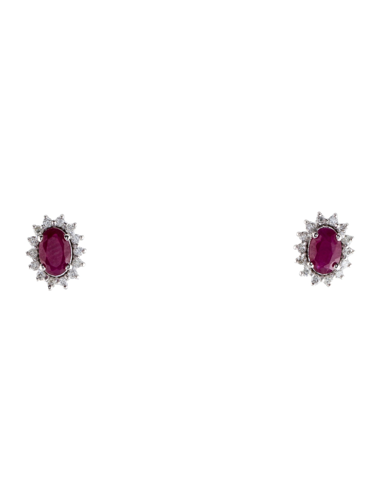 Jewelmak 18K Ruby & Diamond Stud Earrings