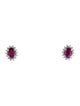 Jewelmak 18K Ruby & Diamond Stud Earrings