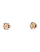 Jewelmak 14K 1.43ctw Glass Filled Ruby & Diamond Flower Cluster Stud Earrings