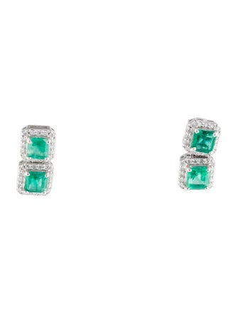 Jewelmak 14K 1.81ctw Emerald & Diamond Drop Earrings