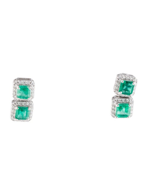 Jewelmak 14K 1.81ctw Emerald & Diamond Drop Earrings