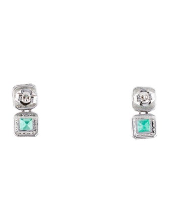 Jewelmak 14K 1.81ctw Emerald & Diamond Drop Earrings