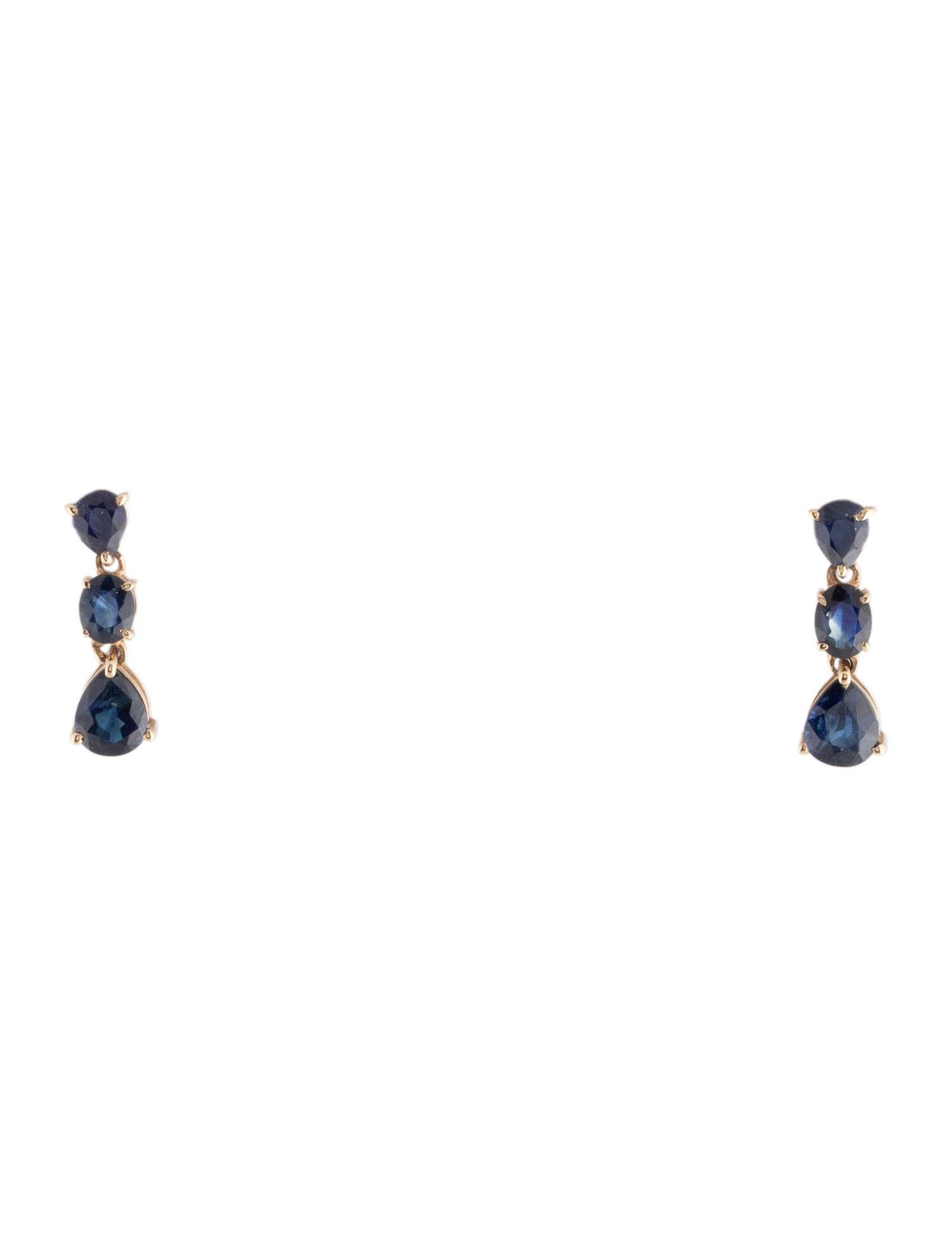 Jewelmak 14K 1.32ctw Sapphire Drop Earrings