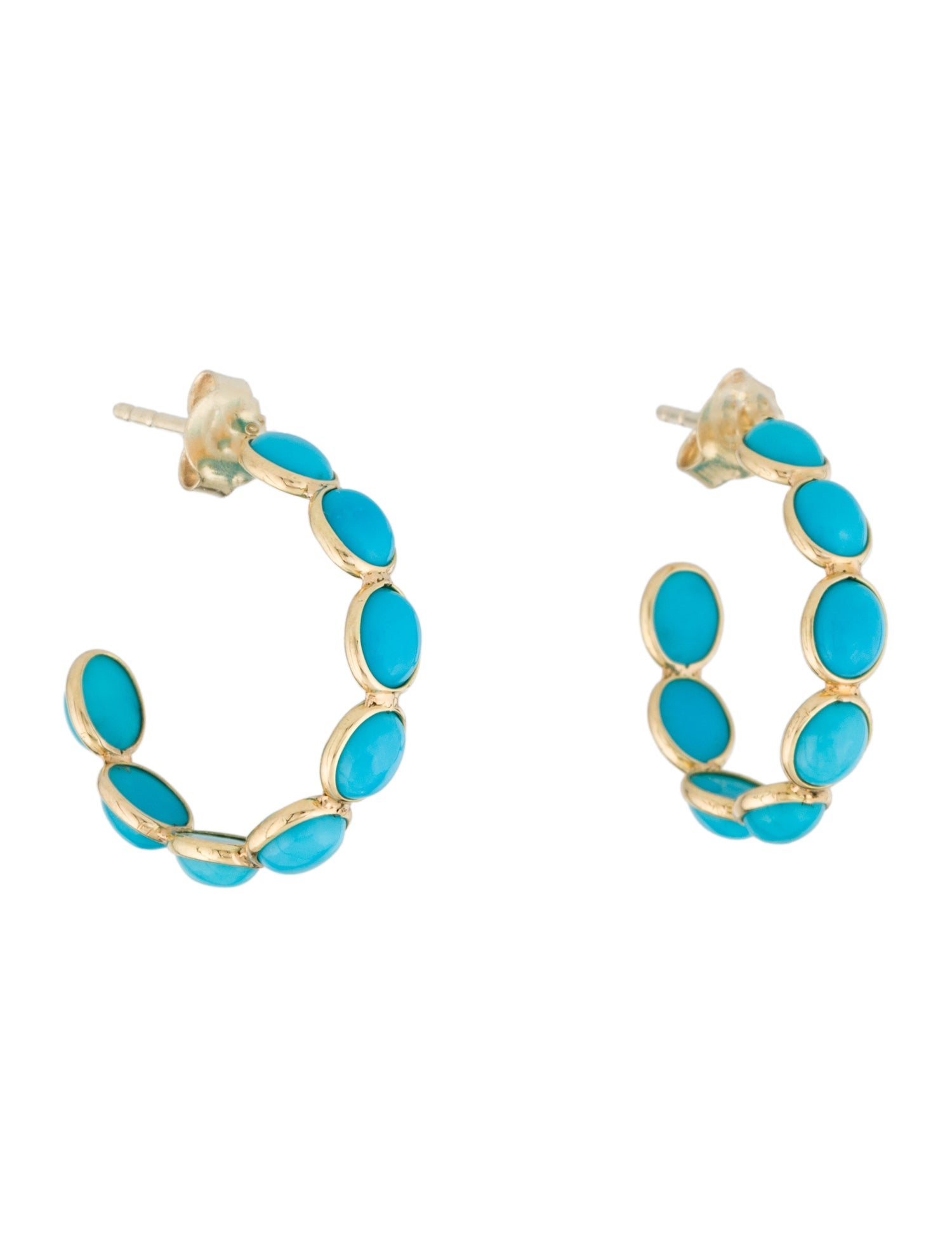 Jewelmak 18K 6.10ctw Turquoise Hoop Earrings