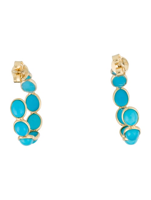 Jewelmak 18K 6.10ctw Turquoise Hoop Earrings