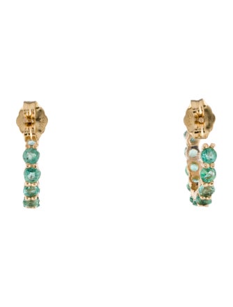 Jewelmak 14K Emerald Hoop Earrings